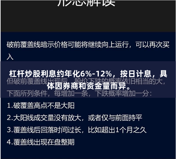杠杆炒股利息约年化6%-12%，按日计息，具体因券商和资金量而异。